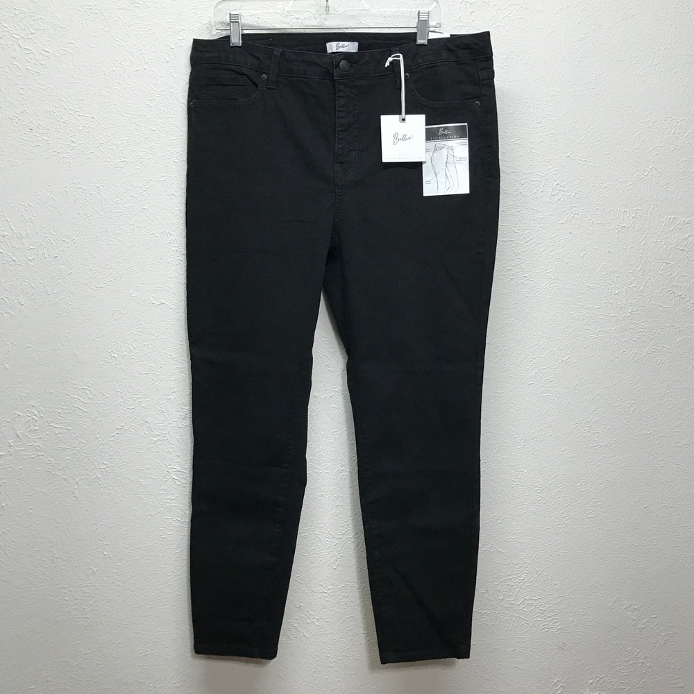 Billie Skinny Jeans Womens 16 Black Fit Solution High Rise Tummy Control Stretch